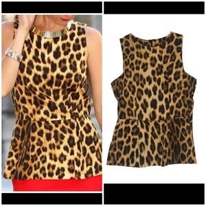 Zara leopard print peplum blouse